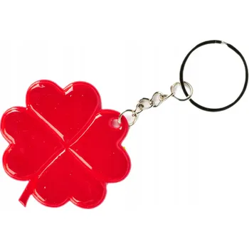 Červený reflexní čtyřlístek Přívěsek Na Klíče na batoh školní aktovku