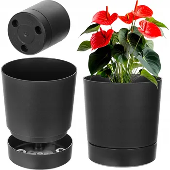 Květináč Černý plast Květináč Kadax 34,5 cm x 34,5 x 37 cm