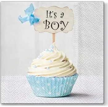 Papírový ubrousek IT'S A BOY DEKORAČNÍ Ubrousky 33 x 33 cm BABYSHOWER modré ELEGANTNÍ