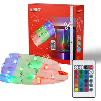 LED páska BRILONER LED Strip 20m, dálkový ovladač, RGB barevné módy, bílé 2323360