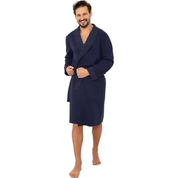 Italian Fashion Gerard pánský župan s dlouhým rukávem tmavě modrý XXXL