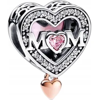 Přívěsek Charms Mama perforované srdíčko stříbro 925