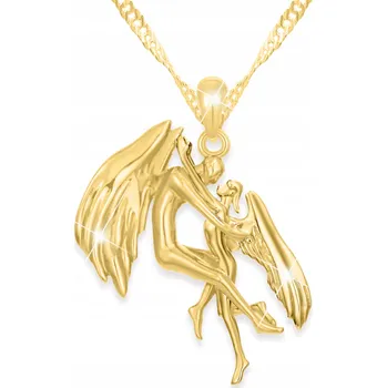 Náhrdelník Zlatý Náhrdelník s Andělem Zamilovaný Pár Objímání Miluji Tě STŘÍBRO 925