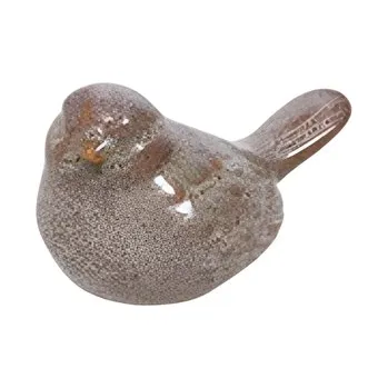 Šedý keramický ptáček 12,5 cm