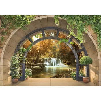 Fototapeta FOTOTAPETA 3D OKNO VODOPÁD DO LOŽNICE OBÝVACÍHO POKOJE TAPETA VLIESOVÁ 300x210