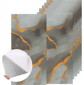 Tapeta SAMOLEPICÍ DEKORAČNÍ PANELY VZHLED ŠEDÉHO MARMORU TAPETA OBKLAD 30x60cm 6 kusů