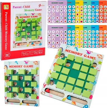 Dřevěná hračka Paměťová hra dovednostní, desky, kostky - sada pro děti