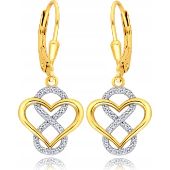 Náušnice Zlaté náušnice 925 Srdce Nekonečno Gravírování