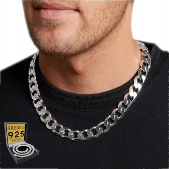 Řetízek SZEROKI Stříbrný Řetízek Męski 10mm STŘÍBRO ryzosti 925 DIAMANTOVÝ ŘETĚZ