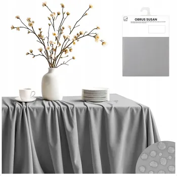 ubrus VÁNOČNÍ UBRUS ODOLNÝ SKVRNÁM 140x260 CM NA STŮL ŠEDÝ HLADKÝ VODĚODOLNÝ