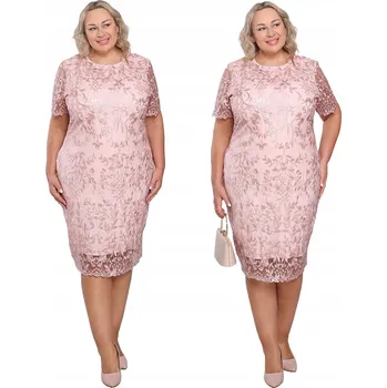 Dámské šaty Krajkové šaty v pudrově růžové barvě velikost 54