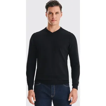 Pánský svetr Černý pánský bavlněný svetr s výstřihem do V od Pako Lorente , vel XXL