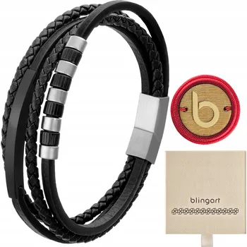 Náramek Pánský náramek S GRAVÍROVÁNÍM kožený pletený stříbrný OCEL CHIRURGICKÁ