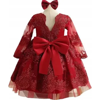 Dívčí šaty Princeznovské Šaty s krajkovou mašlí na SVATEBNÍ HOSTINA křest, Svatba , přijímání - 120