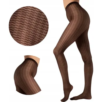 Dámské punčochy Vzorované Punčocháče Fiore Ufficio 30 Den, 30 DEN, hnědé Mocca, velikost 3