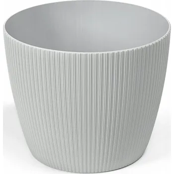 Květináč Plast Květináč šedý Lamela 19 cm x 19 x 15 cm