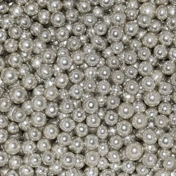 Jedlá dekorace na dort Cukrové perličky STŘÍBRNÉ 7mm Posypka 50 g