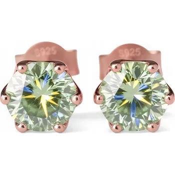 Náušnice Náušnice tyčinky se zeleným moissanitem 0,5 karátové stříbro růžové zlato