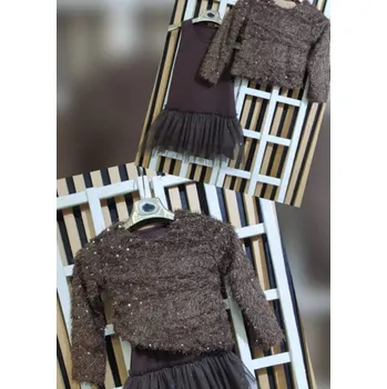 Dívčí šaty made in Italy Dívčí šaty a halenka 25923 barva: hnědá, Rozměr: 152 (12 let)