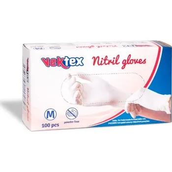 Rukavice na úklid Vektex Jednorázové nitrilové rukavice, nepudrované, 100 ks vel. M