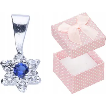 Přívěsek Stříbrný Přívěsek Květina se Zirkony Přívěsek Modrý Tmavě Modrý Květ