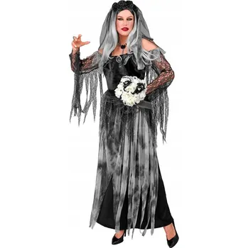 Karnevalový kostým KOSTÝM STRAŠIDELNÁ NEVĚSTA HRŮZOSTRASNÝ PŘEVLEK PRO ŽENY HALLOWEEN S