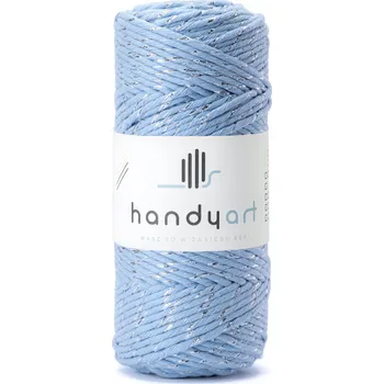 Příze Bavlněná šňůra světle modrá se stříbrnou nitkou 3mm 200m ozdobná vánoční