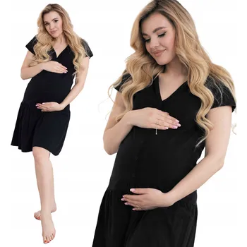 Dámské noční prádlo FORMOMMY Těhotenská a kojící košile VOLÁNEK Černá 4XL