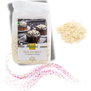 Master Martini, Itálie Bílé, čoko šupiny z polevy - 250g na zdobení dortů a cukroví