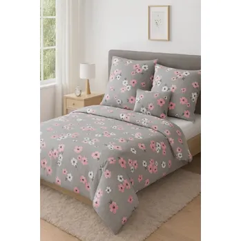 Povlečení Francouzské bavlněné povlečení - Proužky s květy