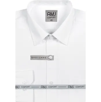 Pánská košile AMJ Slim fit bílá se strukturou velikost: 42, délka rukávu: prodloužený rukáv