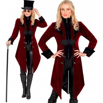 Karnevalový kostým Kostým Gotický kabát sametový bordó převlek Halloween upírka M