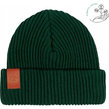 Čepice Čepice dětská zimní bavlněná lahvově zeleň