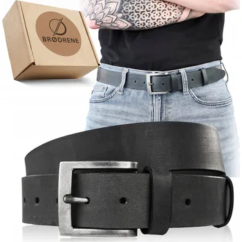 Opasek Kožený Opasek pro muže Crazy Hunter Přírodní kůže ke kalhotám Černý 105 cm