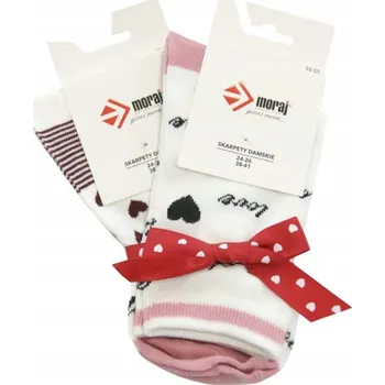 Dámské ponožky 2 PÁRY BAREVNÝCH Ponožky MORAJ SE srdíčka MAŠLIČKAMI mašle POLSKÝ 35-38