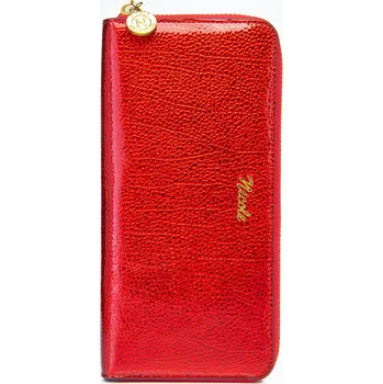 KOŽENÁ DÁMSKÁ PENĚŽENKA VELKÁ LAKOVANÁ červená Nicole výrobek polský