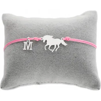 Náramek Šňůrkový náramek s koněm a PÍSMENEM STŘÍBRO 925