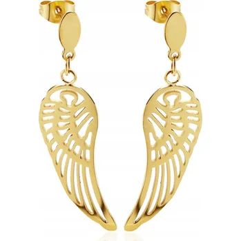 Náušnice Náušnice KŘÍDLA dlouhé OCEL UŠLECHTILÁ POZLACENÁ