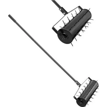 Vertikutátor VEVOR Rolovací provzdušňovač trávníku, 21palcový ruční rolovací provzdušňovač trávníku s odnímatelnou rukojetí a 33 železnými hroty, nástroj pro provzdušňování trávníku pro zahradu, terasu, zhutněnou půdu a trávníky, černý