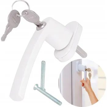 Okenní klika Okenní klika Hakner bílá hliníková se zámkem, zaoblená