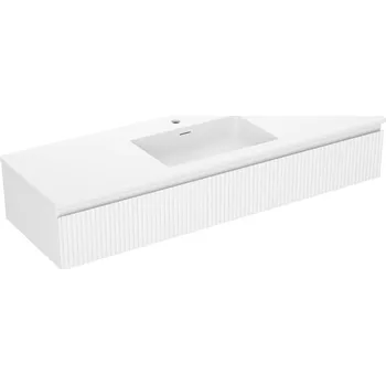 Koupelnový nábytek Koupelnová skříňka Mexen Rivel 140 cm s umyvadlem Otis, 1 zásuvka, drážkovaná, matná bílá - 91A20-14023-1-BF01-W18M01