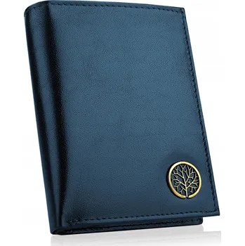 BETLEWSKI velká pánská peněženka z přírodní kůže, tmavě modrá, vertikální, bez zapínání