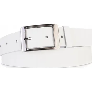 Opasek KOŽENÝ Pásek ke kalhotám 4 cm dámský Široký BÍLÝ 4 cm