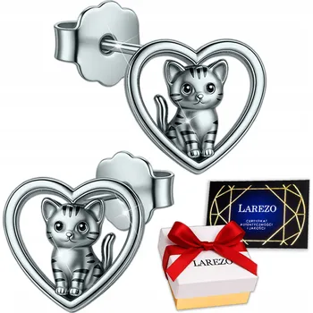 Náušnice Náušnice Kočky Stříbrné Kočky Srdce s Kočkami Srdíčka s Kočkou STŘÍBRO 925