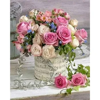 Obraz Diamantová Mozaika Kytice Růží V Pastelových Odstínech 30x40 Cm Kreativní