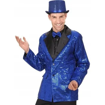 SAKO PÁNSKÝ FLITROVÝ MODRÝ ČERNÝ KNOFLÍKY DISCO KARNEVAL M/L