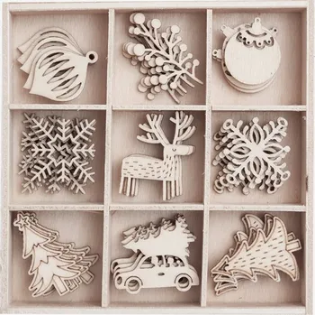 Vánoční dekorace Dřevěné vánoční výřezy 45 ks