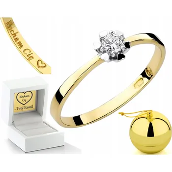 Prsten ZLATÝ PRSTÝNEK S BRILIANTEM GRAVÍROVÁNÍ DÁREK 585 ZLATO