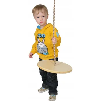 Dětská houpačka Dřevěná Houpačka Kulatá pro Děti Domů i na Zahradu Sedátko JF