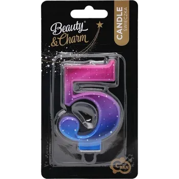 Dortová svíčka SVÍČKY na dort ČÍSLICE 5 metalické OMBRE GODAN narozeninové svíčky